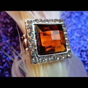 Brown square costume ring adjustable ring